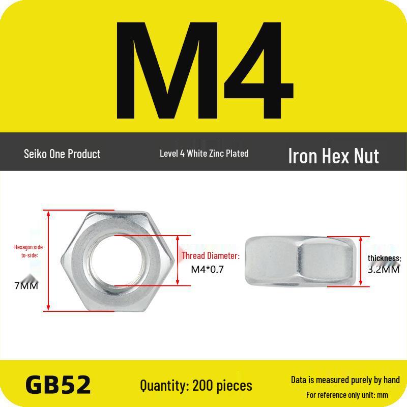 Black Galvanized Nickel-Plated Iron Hex Nut Screw Cap, GB Grades 4.8/8.8/12.9, Sizes M4/M5/M6/M8