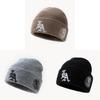 Knitted Hat Unisex Winter Warmth Beanie With Embroidered Letters For Casual Style