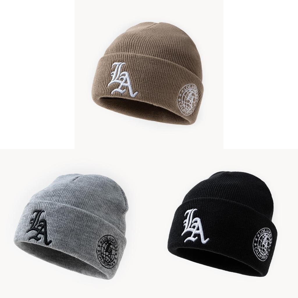 Knitted Hat Unisex Winter Warmth Beanie With Embroidered Letters For Casual Style