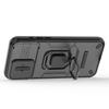 For iPhone 15 Pro Kickstand Phone Case with Slide Lens Cover PC+TPU Shockproof Rugged Shell