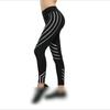 Damen Leggings mit hoher Taille Reflektierender Streifen Trainingshose Yogahose Sport Fitness Sexy