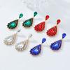 Boucles d'oreilles pendantes géométriques en métal creux avec strass pour femme, nouveau design simple tendance, accessoires de fête en zircon