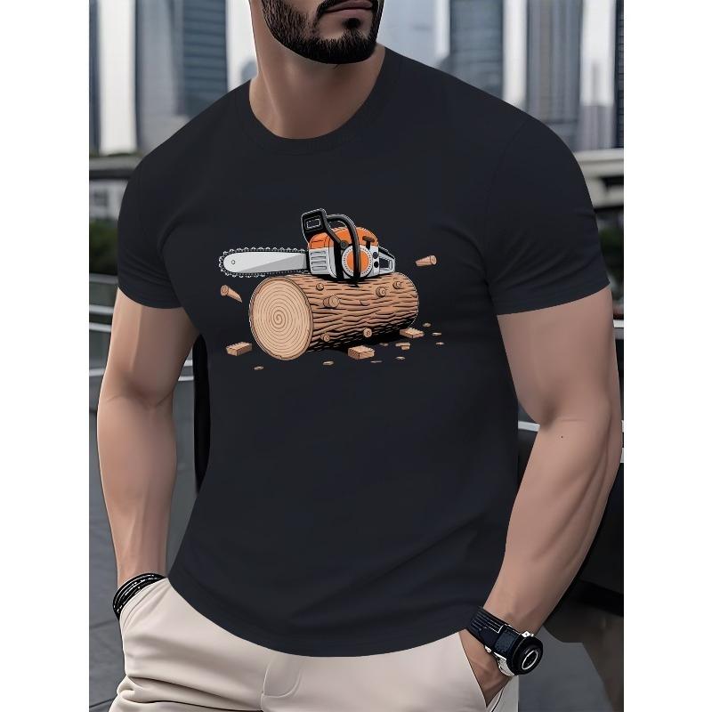 German Fitness Holz Chainsaw Pure Cotton Short Sleeve Men's Clothing