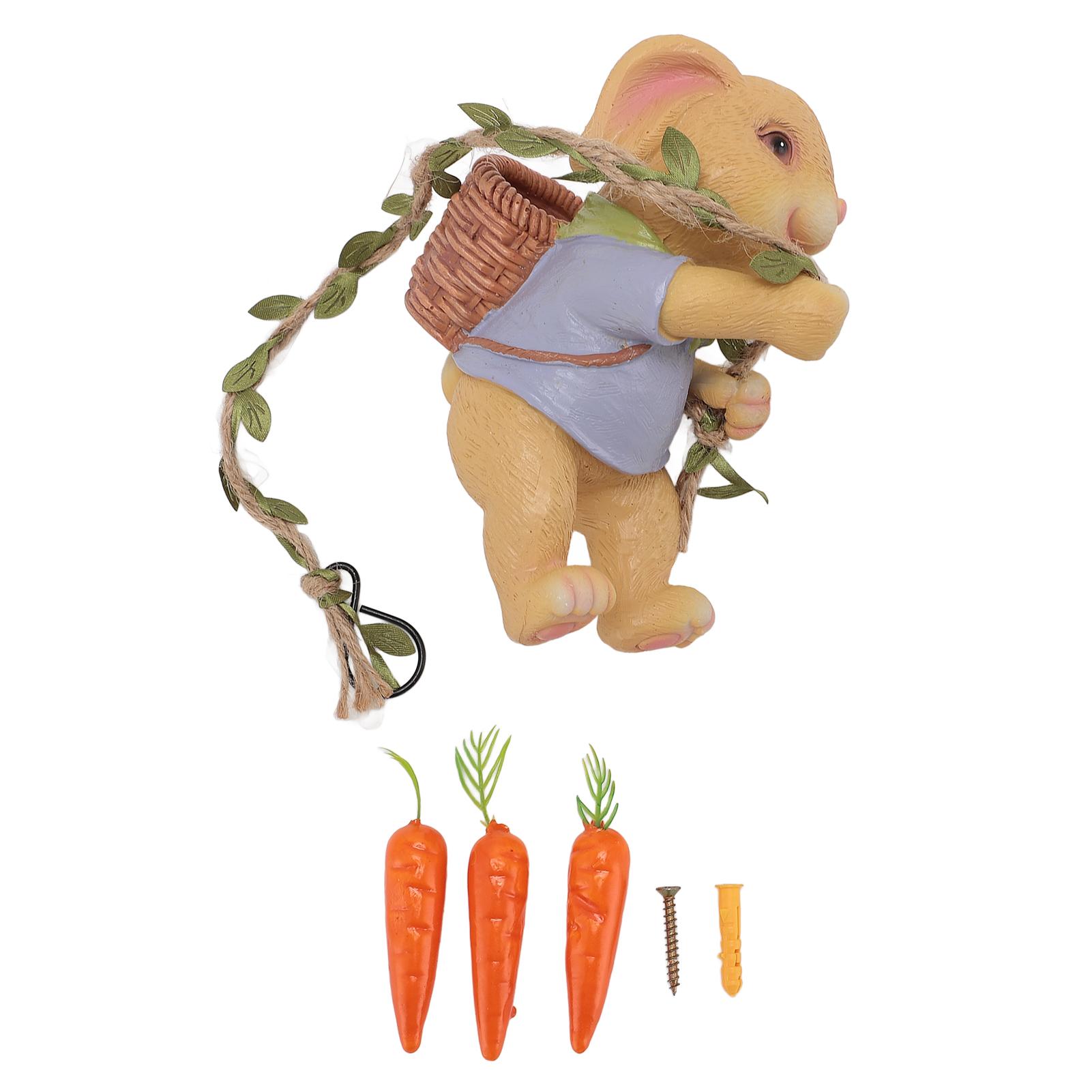

Статуя кролика с имитацией морковки, симпатичная скульптура из смолы, карабкающаяся наверх, для украшения сада, белая жёлтый