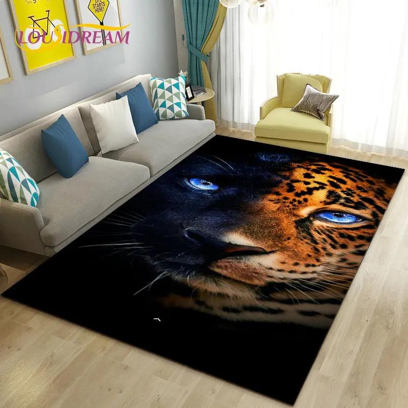 3D Cartoon Dier Luipaard Jachtluipaard Gebiedskleed Tapijt voor Woonkamer Slaapkamer Speelkamer Sofa decoratie huis Antislipkleed Vloermat Zacht