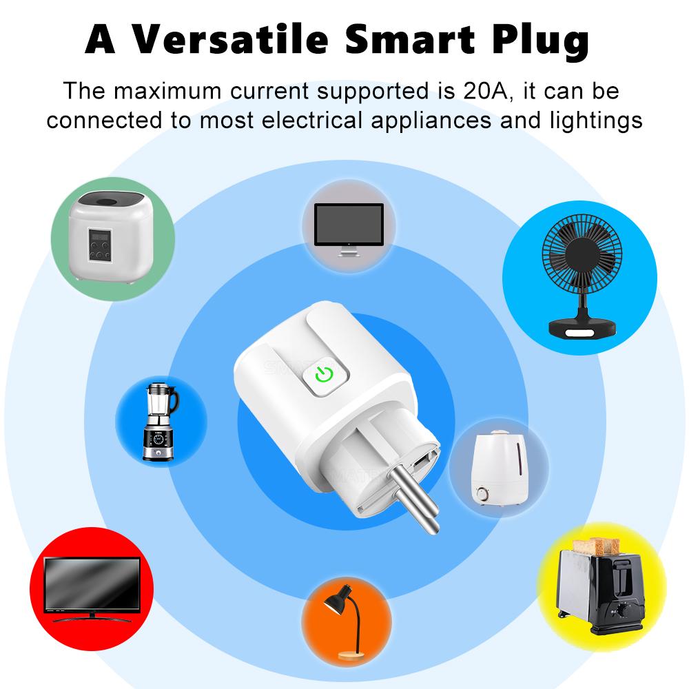 20a/16a Tuya Wifi Eu Smart Plug Outlet 220v Power Monitor Wireless Socket Remote Timer Electrical Control For Google Home Alexa