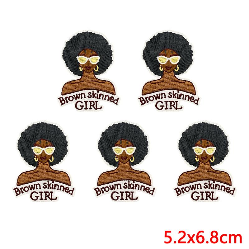 10pcs /Lots Fashion Black Girl Magic Mbroidered Patches Cartoon Letter Slogan Patch Iron On Patches For Clothing Jackets Diy 