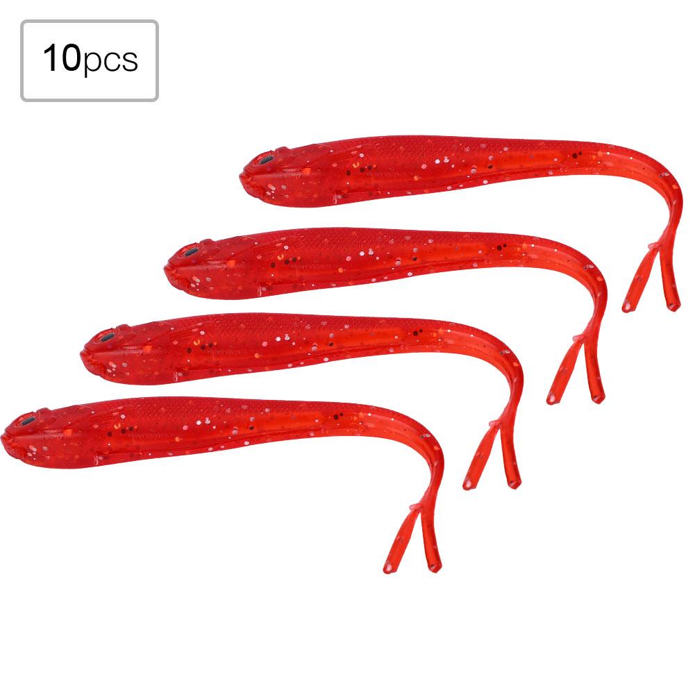 10pcs Freshwater Seawater PVC Fishing Bait 13cm Lifelike Soft Lures Accessory (Red)