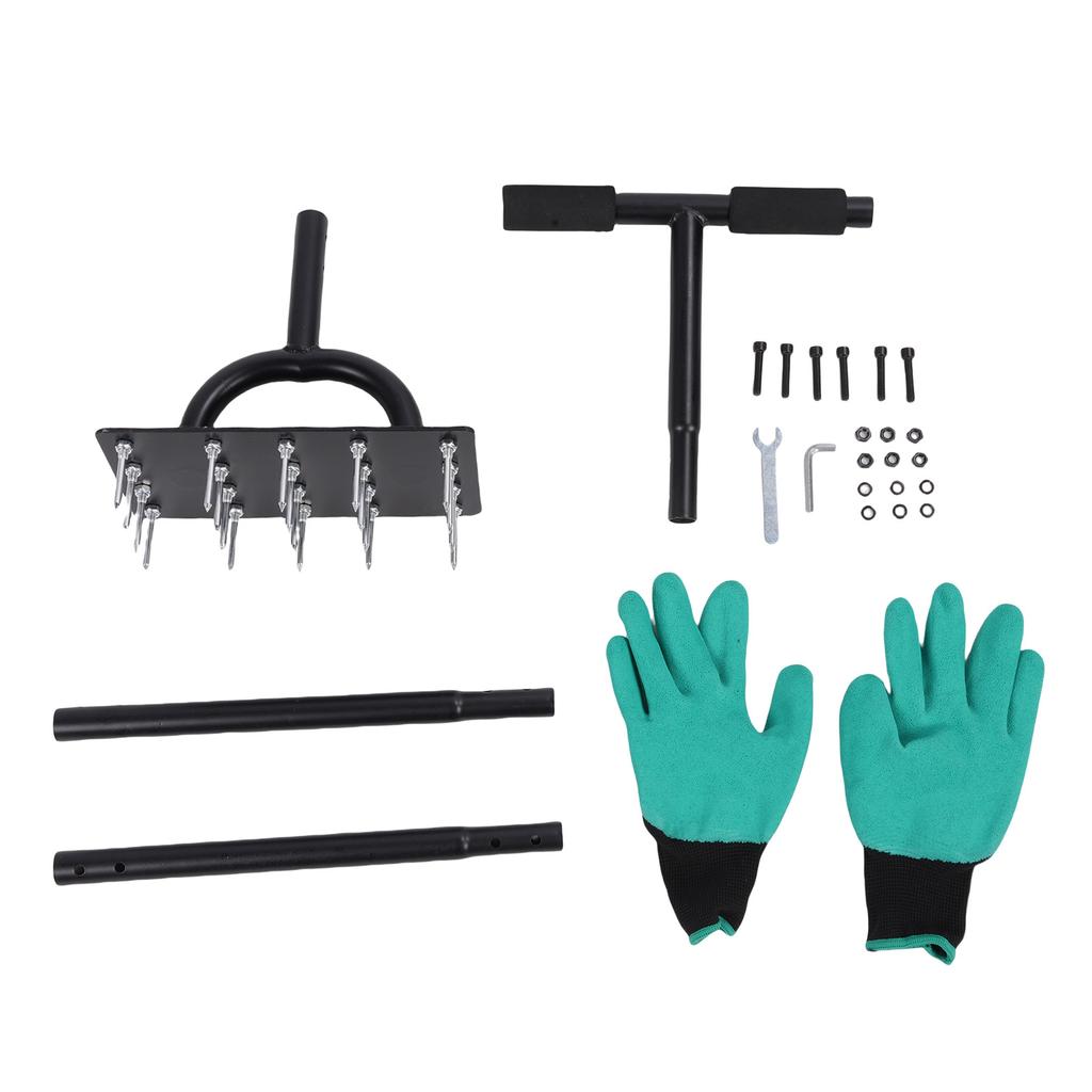 Lawn Aerator Spike 34.6 Inch Extended T Shaped Handle 20 Spikes Manual Lawn Aerator Tool for Yard