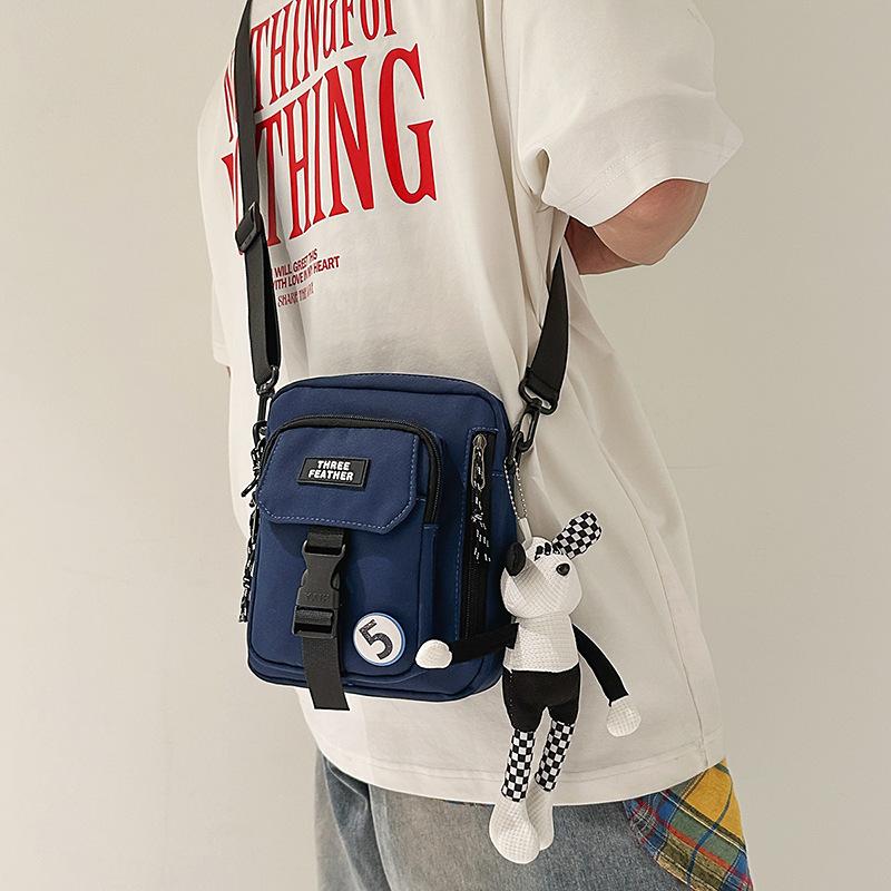 Summer High-End Outdoor Leisure Mobile Phone Messenger Small Bag Female White Couple Canvas Small Square Bag