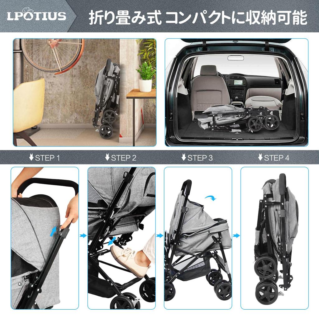 LPOTIUS Pet Dog Cat 4 Front Wheel 360 Degree Rear Wheel For Medium and Small Multiple Cats and Elderly Going Going To the Nursing Pet Dog Load