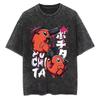 Kettensägenmann Anime Vintage Gewaschenes Baumwoll-T-Shirt Herren Damen Harajuku Kurzarm-Tee Streetwear Unisex Mode
