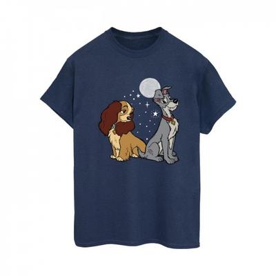 Womens/Ladies Lady And The Tramp Moon Cotton Boyfriend T-Shirt