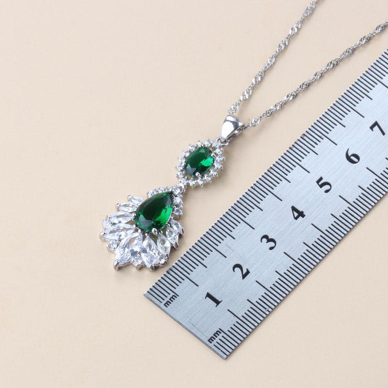 New   Big Necklace Jewelry Green Zircon Long Earrings Sets For Women Set Wedding Ring Bracelets Free Shipping