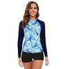 Women's Long-Sleeve Split Spliced Surf Swimwear - Sexy Printed Design