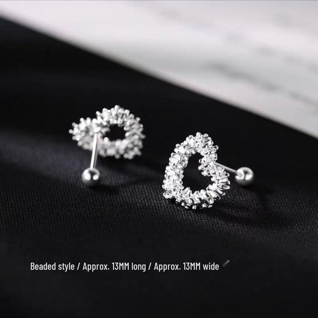 2024 Hot-Selling Love Heart Stud Earrings: 925 Sterling Silver, Light Luxury, Crushed Silver Design for High-End Elegance