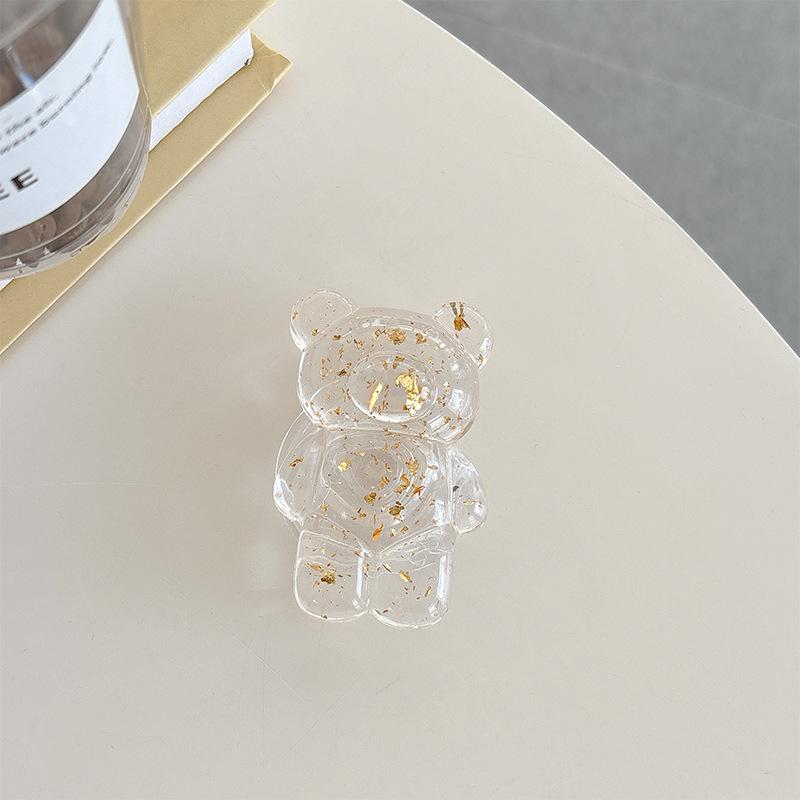 Transparent Bear Mobile Phone Airbag Bracket Gold Foil Back Sticker Creative Desktop Bracket Stable