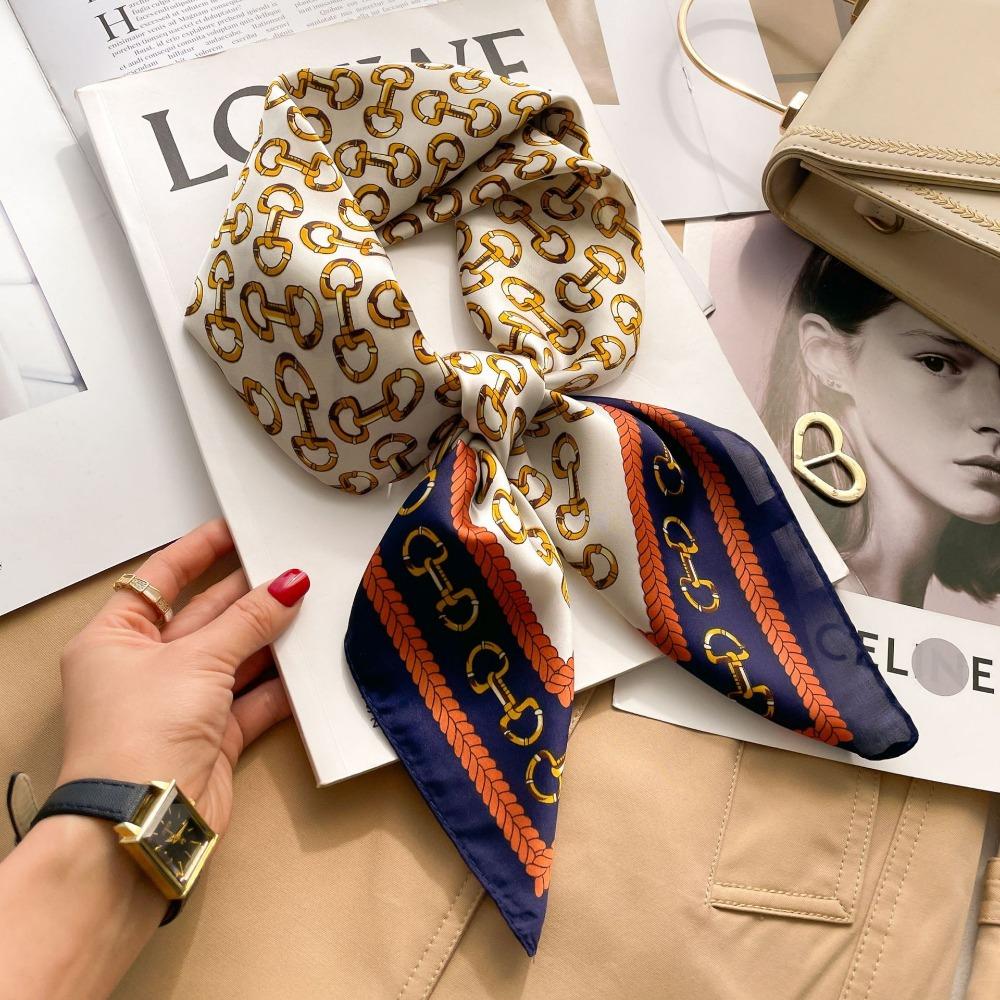 Luxury Silk Shawl Square Scarf for Women Satin Hijab Fashion Wraps Neckerchief Female Hair Bands Ribbon Headband Bandana