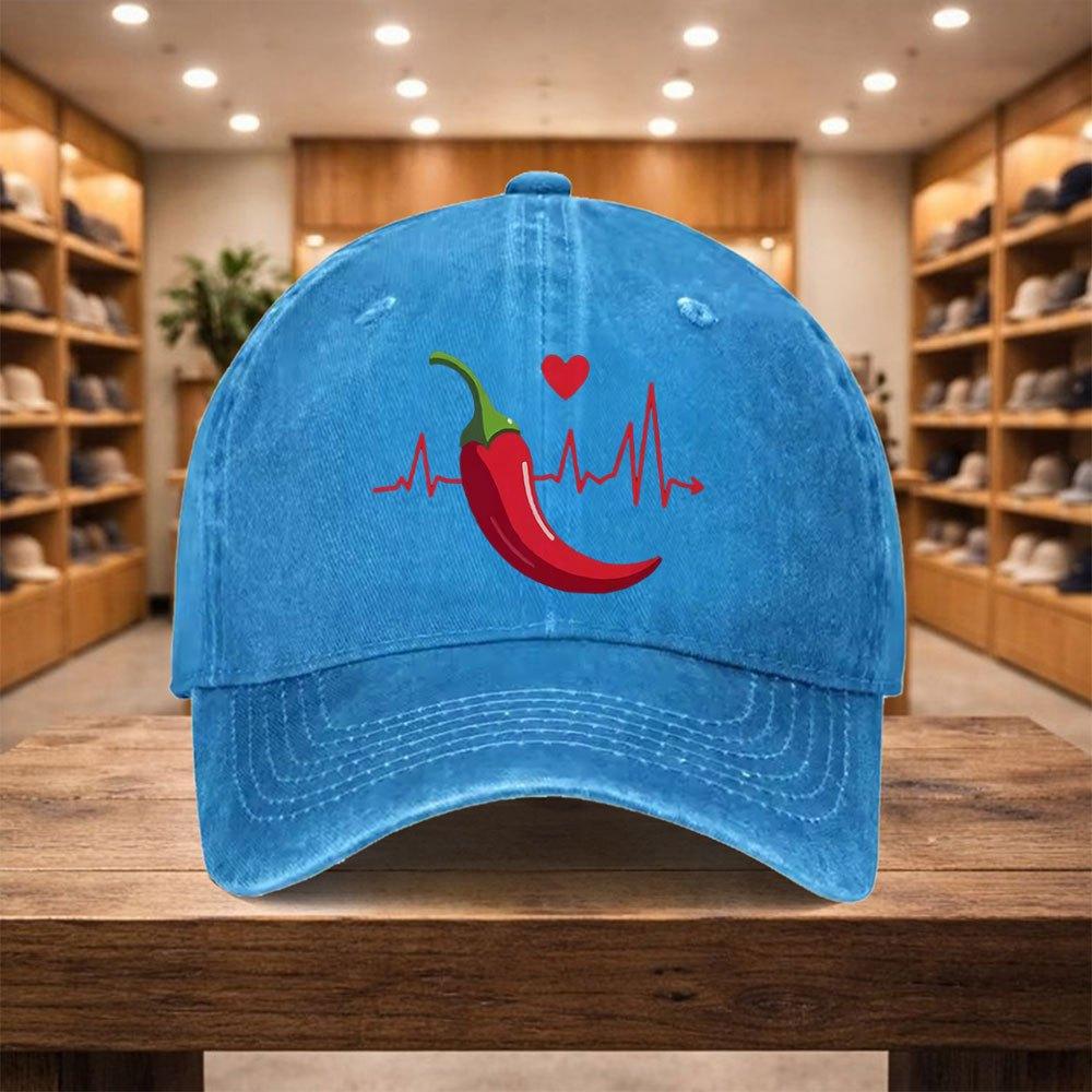 pc Adjustable Snapback Baseball Cap with Chili Pepper  EKG Design  Lightweight Unisex Hat Suitable for Sports Travel Street