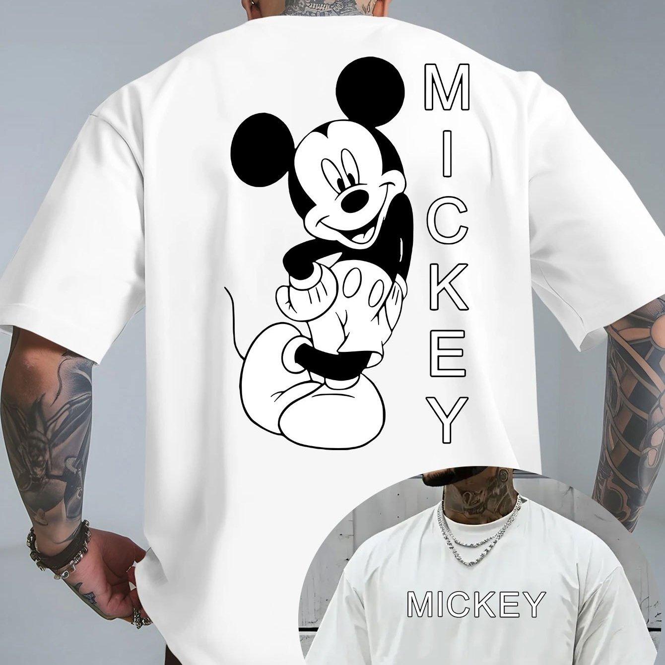 

Хлопковая футболка с принтом Микки Мауса от Disney для лета 202526 Модные свободные короткорукавные Унисекс S