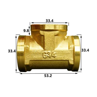 Raccordo a T a 3 vie in ottone DN20 3/4" BSP femmina su maschio, adattatore di accoppiamento per acqua, carburante, gas
