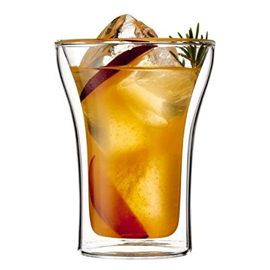 BODUM Glass Cup Tumbler ASSAM Double Wall Glass 250ml Set of 2 Heat Retention Cold Retention Double Walled Heat Resistant Glass Microwave Safe Oven