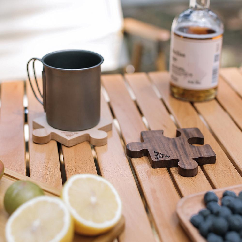 Outdoor Camping Dřevěná podložka Buk Ořech Tepelná izolace Hrníček Podložka Jigsaw Tvar Šálek Pad Dřevo Čaj