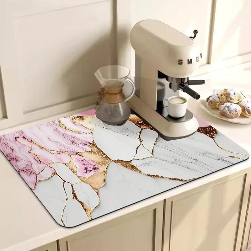 Kitchen Draining Mat Super Absorbent Tableware Pad Coffee Dish Drying Mat Sink Washstand Placemat Bathroom Kitchen Non-Slip Pad