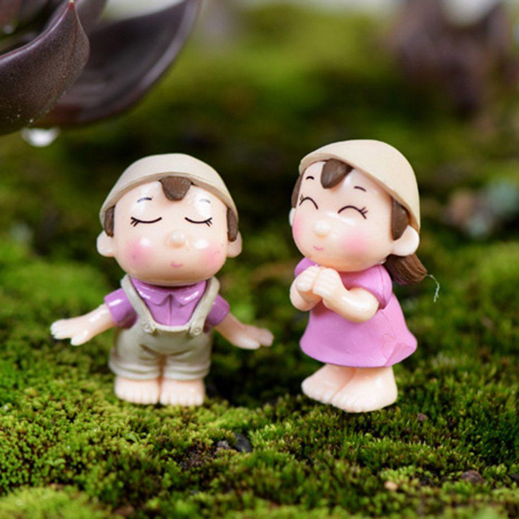 Romantic Couples Figurines Fairy Garden Miniatures Ornaments PVC Cute Boy and Girl Lovers Kiss Wedding Dolls