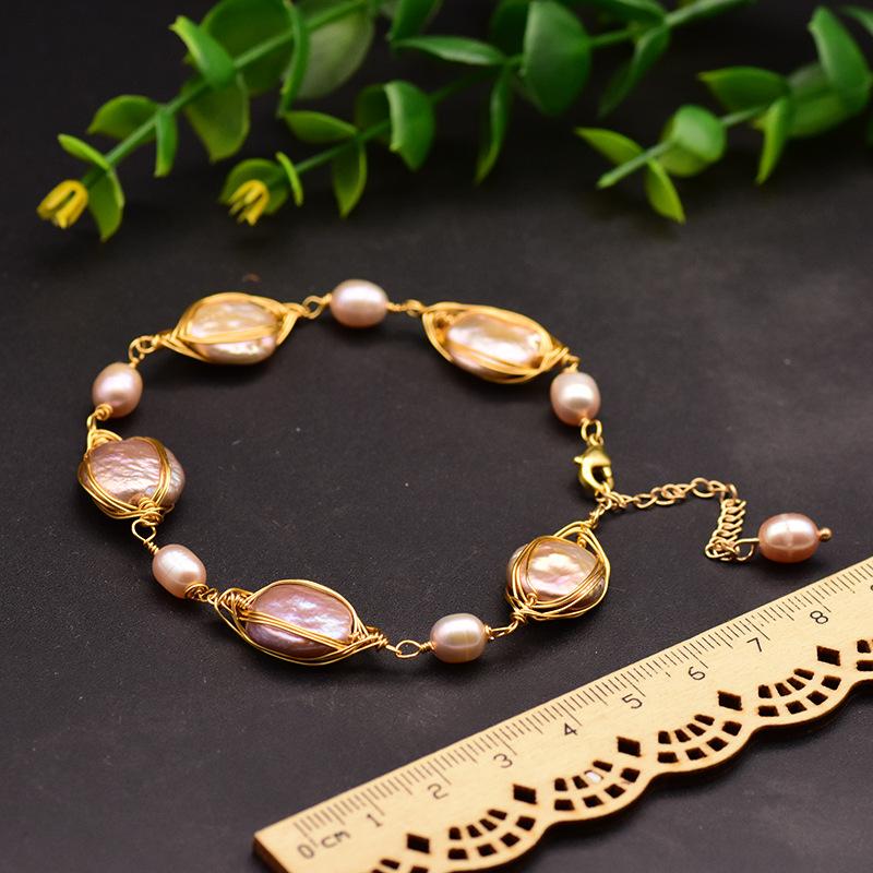 

Natural Baroque Freshwater Pearl Bracelet Summer High-end Light Luxury Jewelry Non-fading Bracelet Niche Jewelry Women