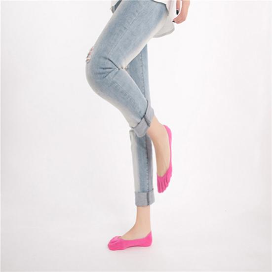 Women Ankle Invisible Non Slip Cotton Silicone Hosiery Five Finger Toe Socks