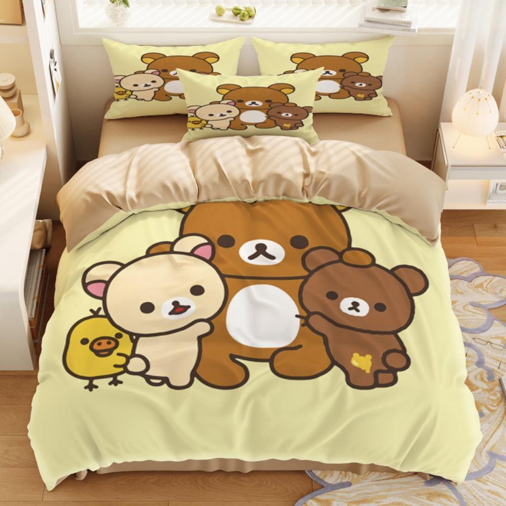 Cute little bear Duvet Cover pillowcase Bedroom Decoration Children Gift adult Single Double bed Large SizeZip Duvet Cover