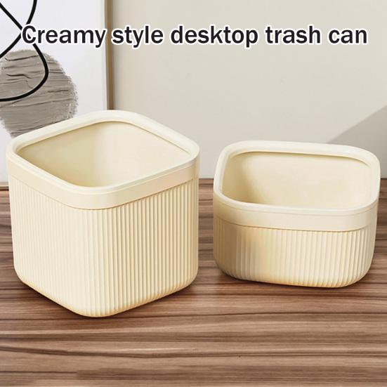 Garbage Can Plastic Desktop Trash Bin Large Capacity Wear-Resistant Trash Can for Office Bathroom Kitchen