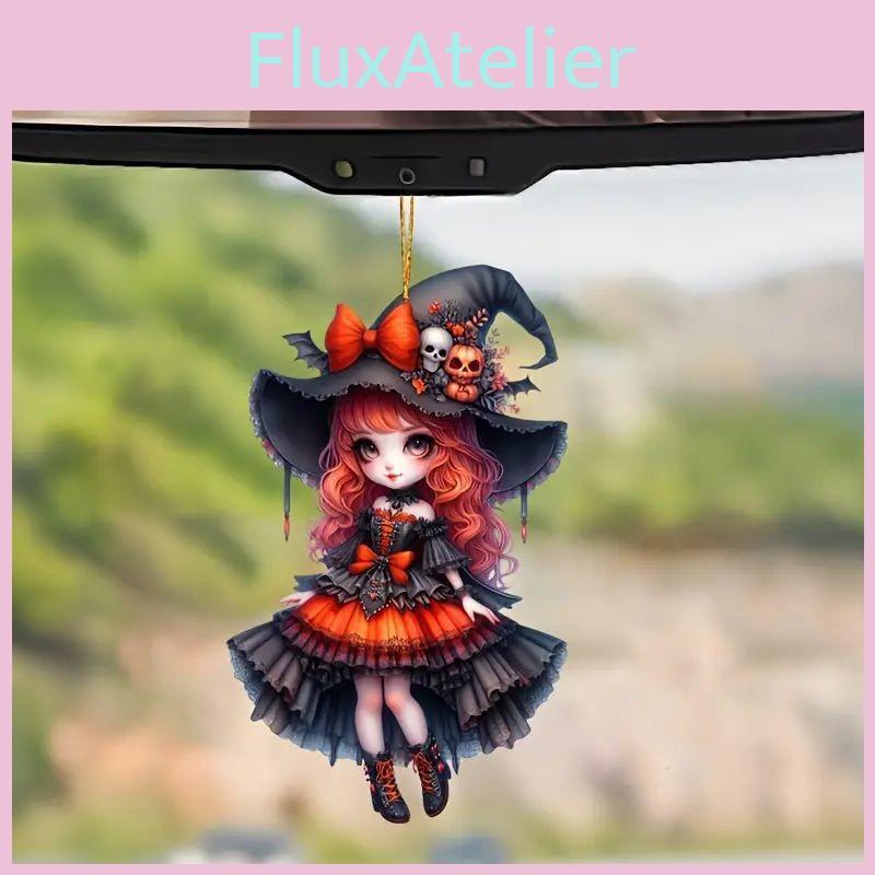 Cartoon Girl Acrylic Car Pendant Halloween Decor Cute Girl Car Ornament For Vehicle Interior