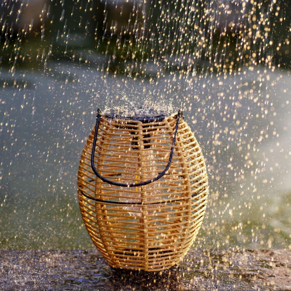With Handle Yard Lantern Landscape Weave Wind Lamp Chinese Style Solar  Imitation  Lantern  Outdoor