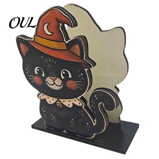 Ghost Napkin Stand Halloween Wood Holder, Pumpkin Black Cat Gnome Dispenser, Funny Holder Spooky Standing Tissue for Holiday Kitchen Dining Room Decor