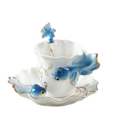 New Fashion Creative Goldfish Shape Ceramic Coffee Cup Personalized Goldfish Coffee Cup Flower Tea Cup