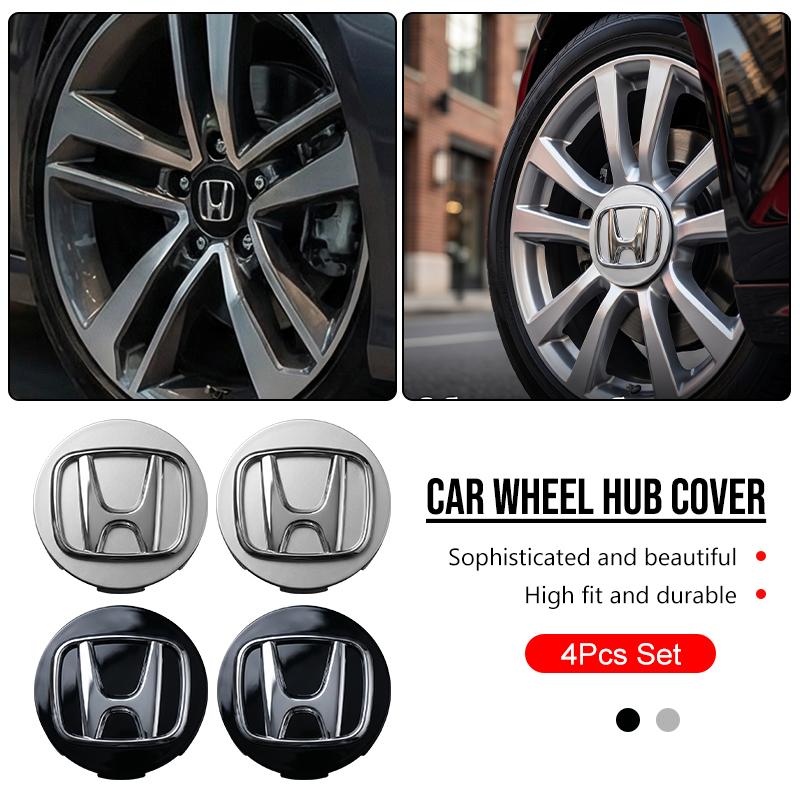 4PCS Car Badge Emblem Wheel Center Hub Caps Rim Hubcap Cover For Honda Civic Fit Jazz Accord Pilot Passport Stepwgn CRV BRV HRV