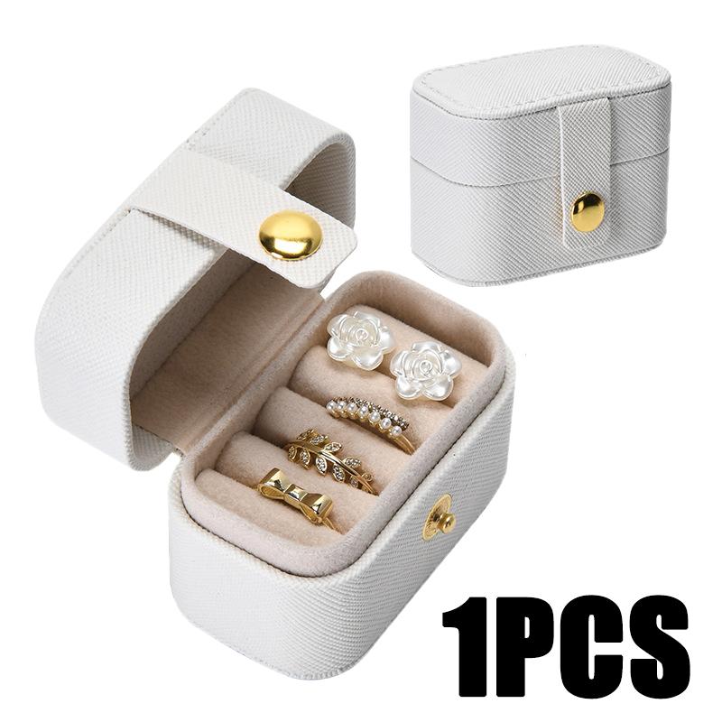 Mini Jewelry Ring Storage Box Portable Women Jewelry Organizer Case Jewelry Box Leather Travel Small Cute Earring Jewelry Box