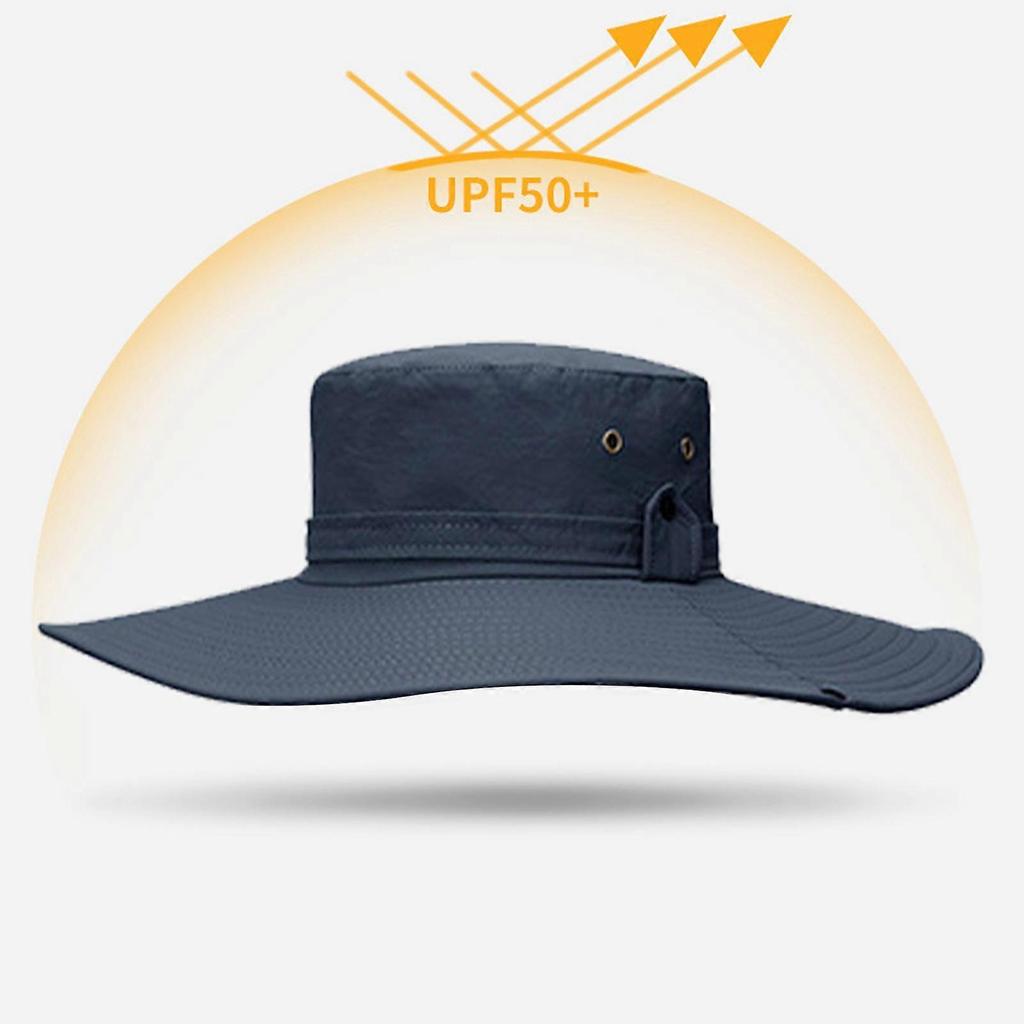 Bucket Hat Wide Brim UPF50+ Breathable Water Repellent with Adjustable Drawstring Sun Hat for Men Hiking Camping Beach Dark Blue