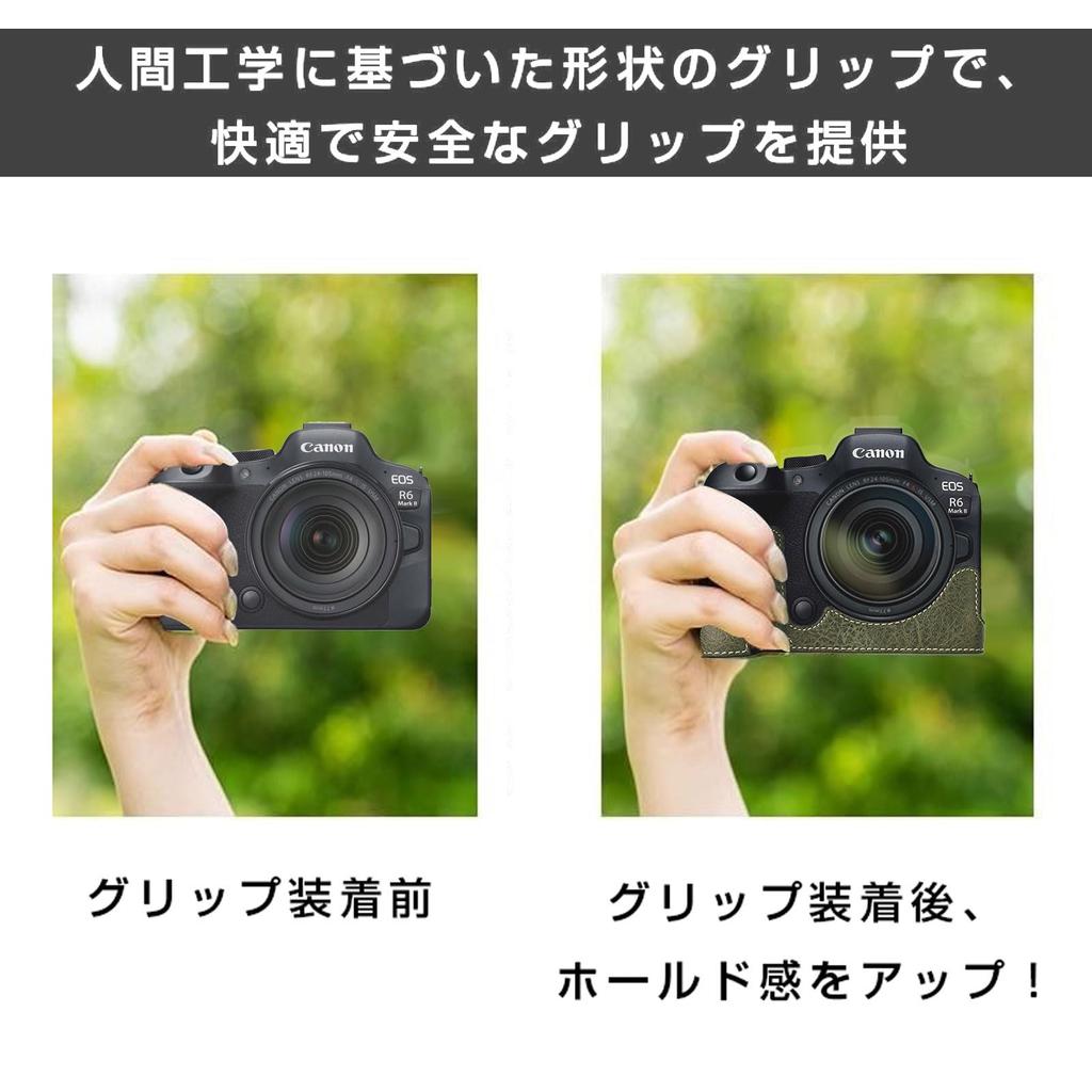 BEADY PU Leather Half Case for Canon EOS Mark Protective Green R5/R6/R6 II, Cover,