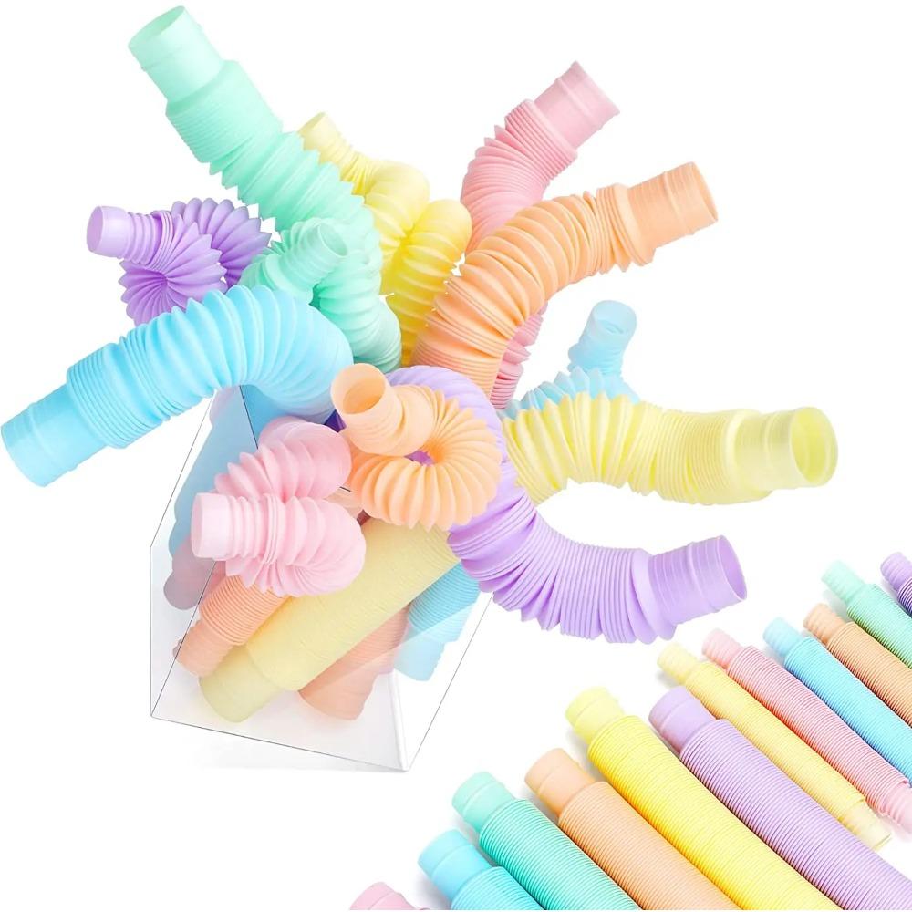 4 kusy Mini trubka Senzorická fidget hračka Barevná Odolná pro Stavebnice Vzdělávací hračky pro Stres Autismus ADHD