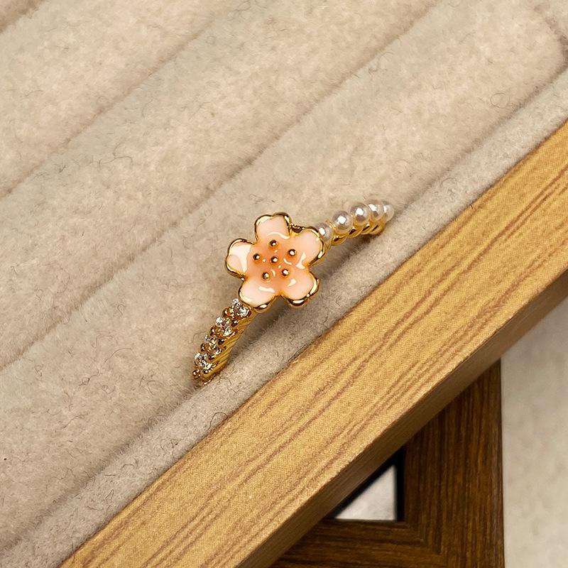 [Honey Gold Ring] Medieval Enamel Oil Daisies Flower Simple Opening Ring Niche Exquisite High-End Women