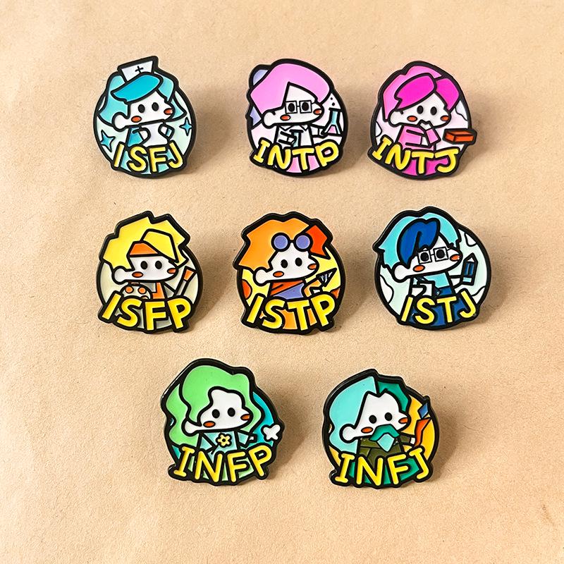MBTI Personality Types Brooch: Metal Badge for Backpack Decoration