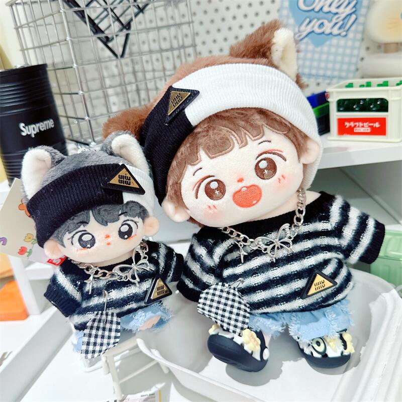 Black & Frost White Sweater Pullover for 10cm-20cm Dolls - Cool Boy Style Cotton Outfit