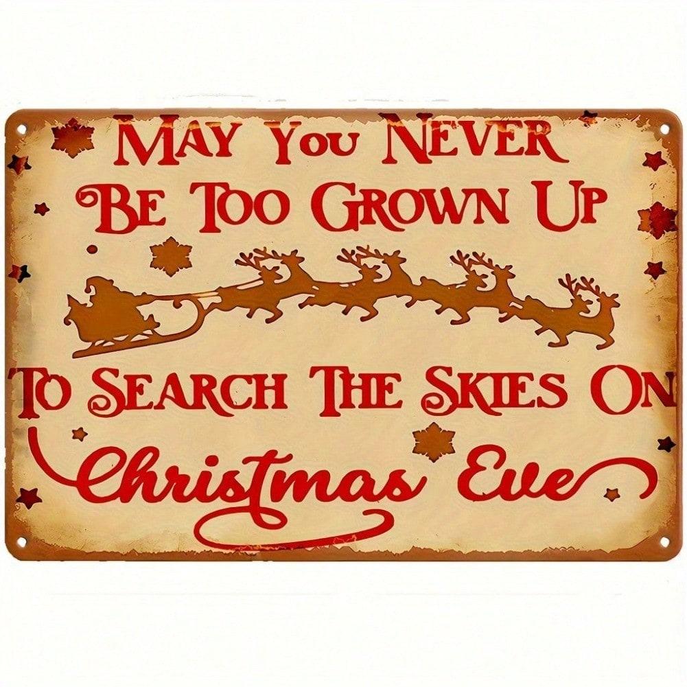 

Vintage Christmas Tin Sign Rustic Iron Wall Art Search The Skies Christmas Eve Design 8x12 Inches Home Bar Cafe Outdoor Holiday Decor 20x30 різнокольоровий