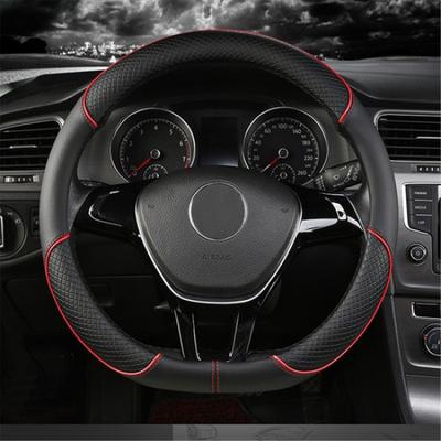 D-Shaped Car Steering Wheel Cover Pu Leather Non-slip 15inch38 Cm Dia Black