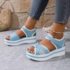 Large size platform sandals women's new wedge heel Velcro women's beach sandals