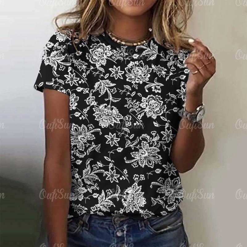 2024 Nou Tricou de Damă Top Imprimeu Floral 3D Pulover Pentru Doamne Vară Gât O Casual Mânecă Scurtă Tricouri Îmbrăcăminte Lejeră Femei