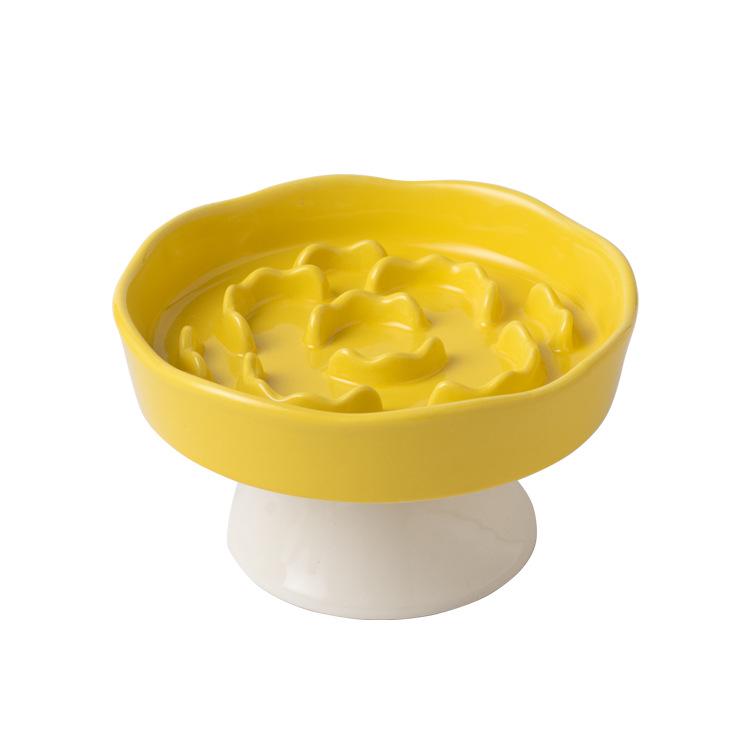 High-Leg Ceramic Slow Feeder Bowl - Anti-Choke, Neck Protection, Stable Design for Cats & Dogs